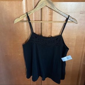 NWT American Eagle Top Black Lace L new cotton